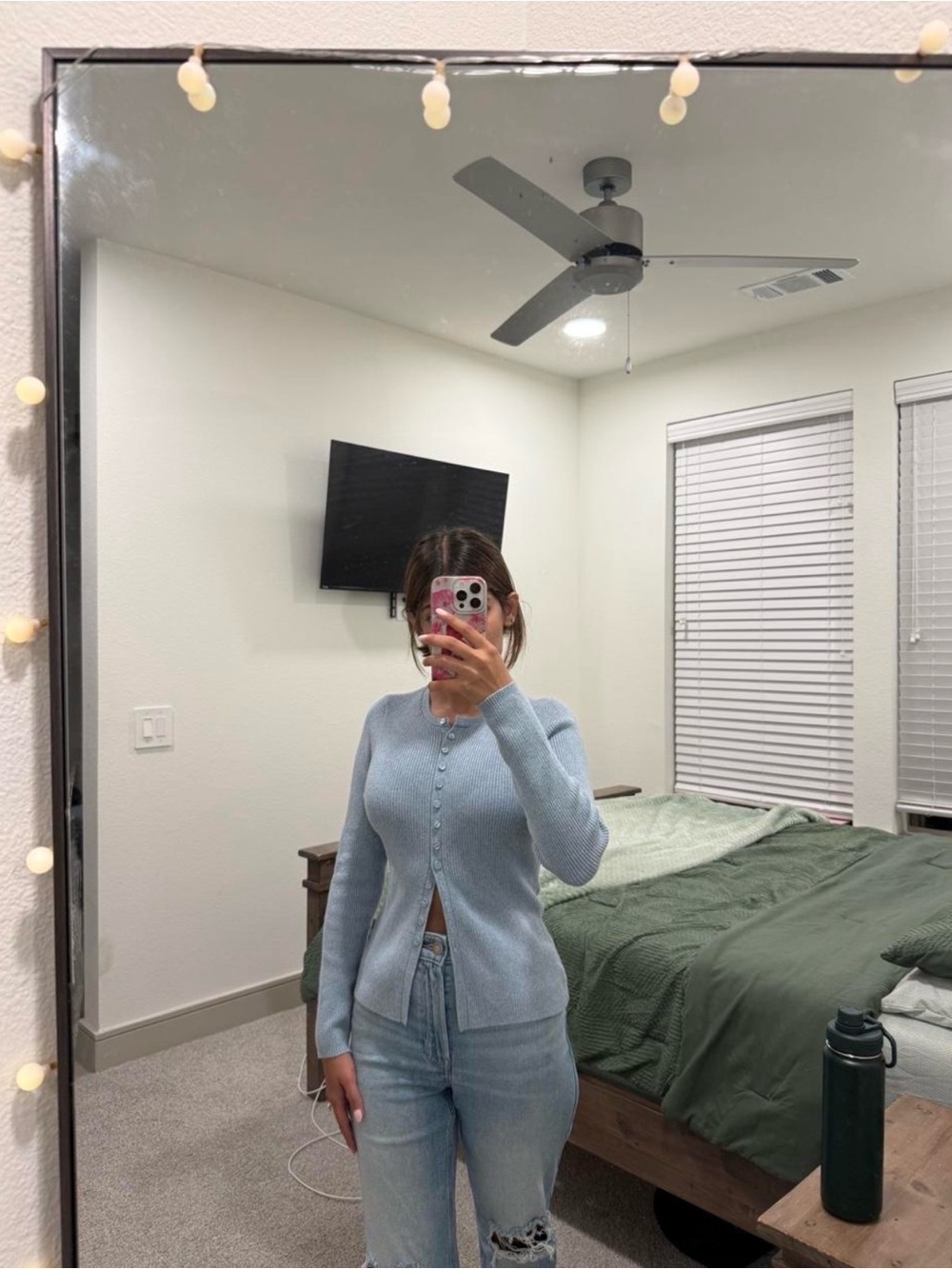 Abercrombie Light Blue Women’s Button-Up Knit Cardigan Sweater